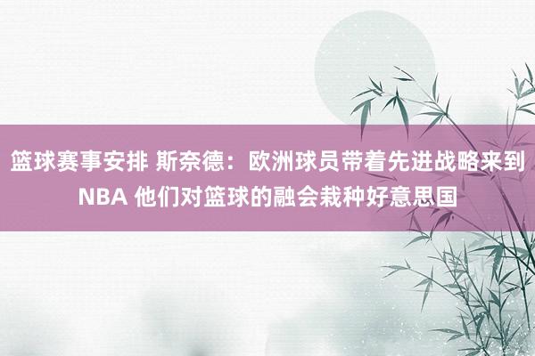 篮球赛事安排 斯奈德：欧洲球员带着先进战略来到NBA 他们对篮球的融会栽种好意思国