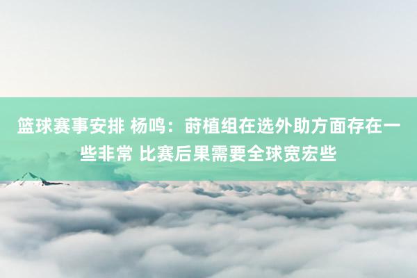 篮球赛事安排 杨鸣：莳植组在选外助方面存在一些非常 比赛后果需要全球宽宏些